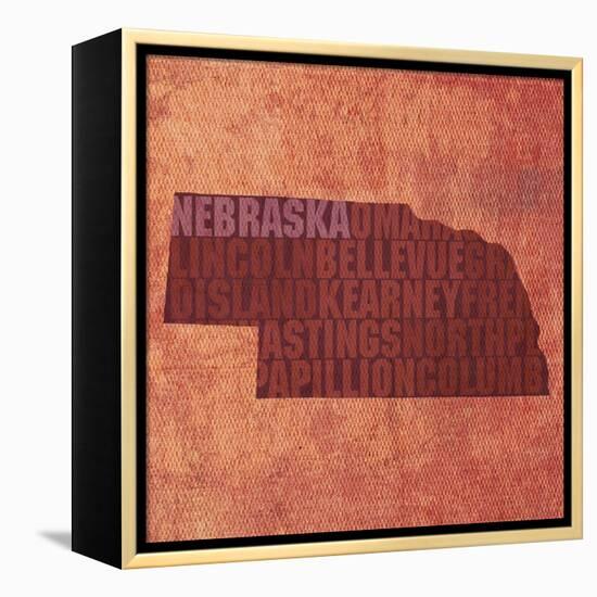 Nebraska State Words-David Bowman-Framed Premier Image Canvas