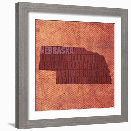 Nebraska State Words-David Bowman-Framed Giclee Print