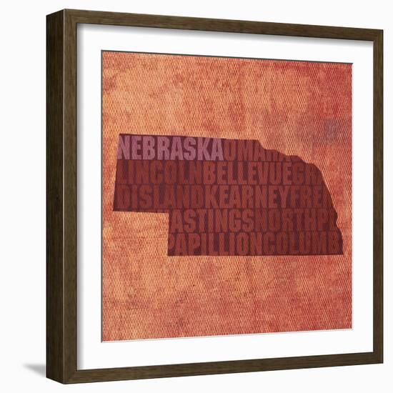 Nebraska State Words-David Bowman-Framed Giclee Print