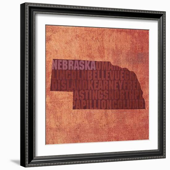 Nebraska State Words-David Bowman-Framed Giclee Print