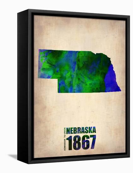 Nebraska Watercolor Map-NaxArt-Framed Stretched Canvas