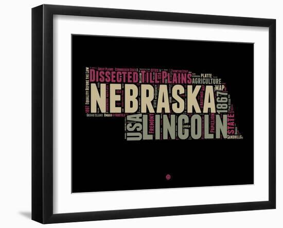 Nebraska Word Cloud 1-NaxArt-Framed Art Print