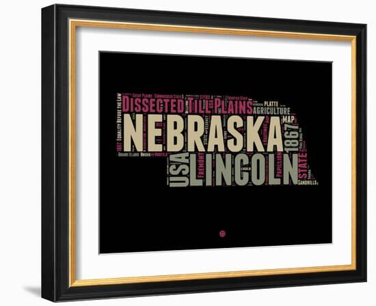 Nebraska Word Cloud 1-NaxArt-Framed Art Print