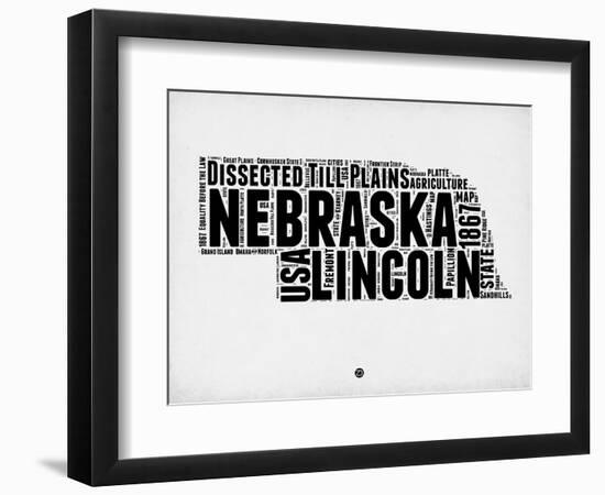 Nebraska Word Cloud 2-NaxArt-Framed Premium Giclee Print