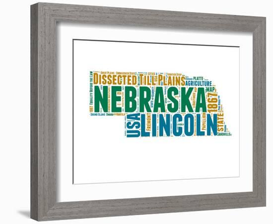 Nebraska Word Cloud Map-NaxArt-Framed Art Print