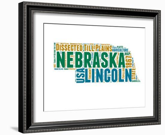 Nebraska Word Cloud Map-NaxArt-Framed Art Print