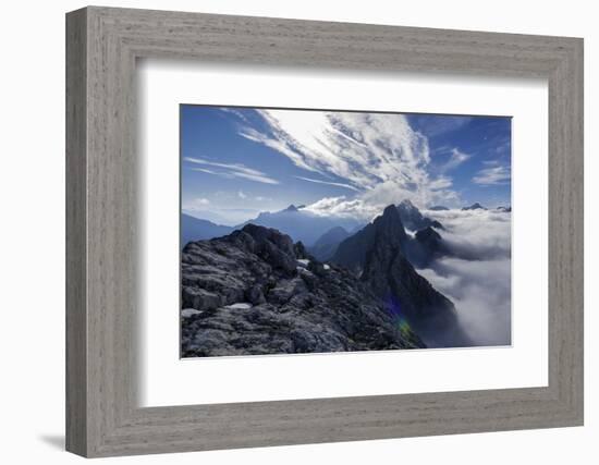 Nebulous Sea in Wetterstein Range, View of West Ridge of the Schüsselkarspitze on Hohe Wand and Obe-Rolf Roeckl-Framed Photographic Print