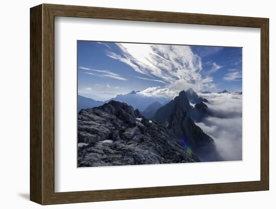 Nebulous Sea in Wetterstein Range, View of West Ridge of the Schüsselkarspitze on Hohe Wand and Obe-Rolf Roeckl-Framed Photographic Print