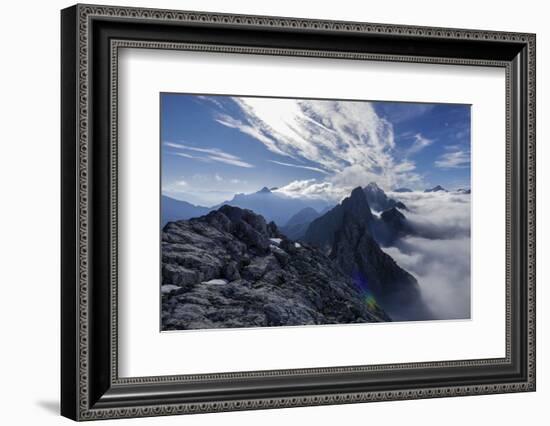 Nebulous Sea in Wetterstein Range, View of West Ridge of the Schüsselkarspitze on Hohe Wand and Obe-Rolf Roeckl-Framed Photographic Print