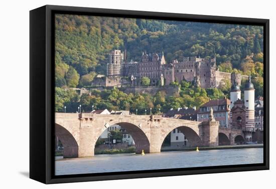 Neckar River with Karl Theodor Bridge-Markus-Framed Premier Image Canvas