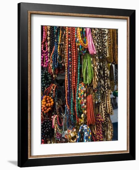 Necklaces on a Market Stall in the Cloth Hall on Main Market Square, Krakow, Poland-R H Productions-Framed Photographic Print