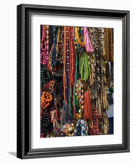 Necklaces on a Market Stall in the Cloth Hall on Main Market Square, Krakow, Poland-R H Productions-Framed Photographic Print