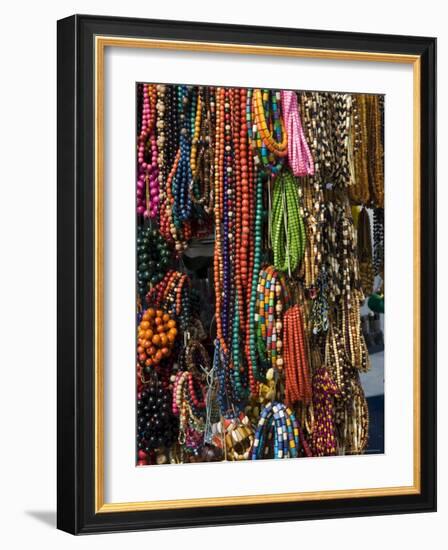 Necklaces on a Market Stall in the Cloth Hall on Main Market Square, Krakow, Poland-R H Productions-Framed Photographic Print