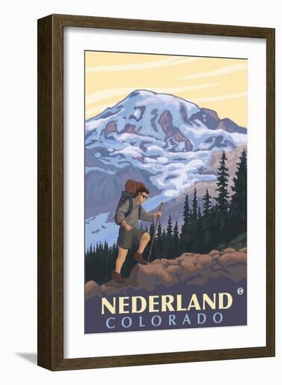 Nederland, Colorado - Mountain Hiker-Lantern Press-Framed Premium Giclee Print