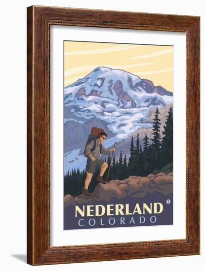 Nederland, Colorado - Mountain Hiker-Lantern Press-Framed Premium Giclee Print