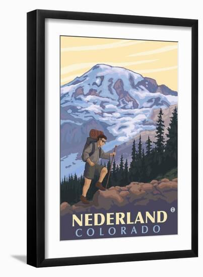 Nederland, Colorado - Mountain Hiker-Lantern Press-Framed Premium Giclee Print