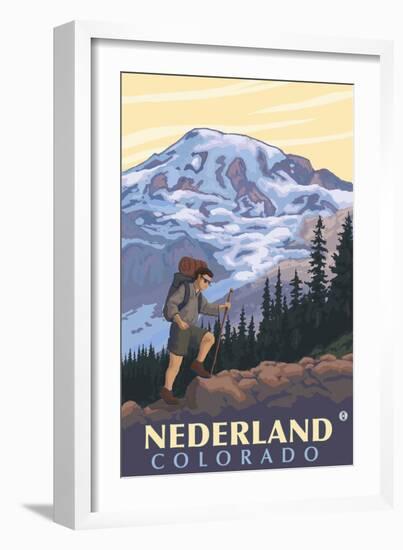 Nederland, Colorado - Mountain Hiker-Lantern Press-Framed Premium Giclee Print