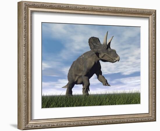 Nedoceratops Dinosaur Grazing in Grassy Field-null-Framed Art Print