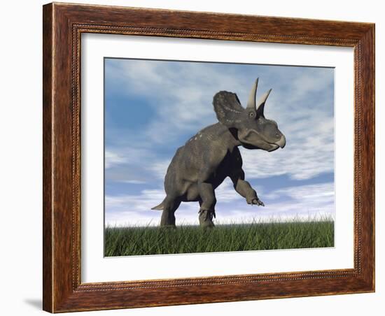 Nedoceratops Dinosaur Grazing in Grassy Field-null-Framed Art Print