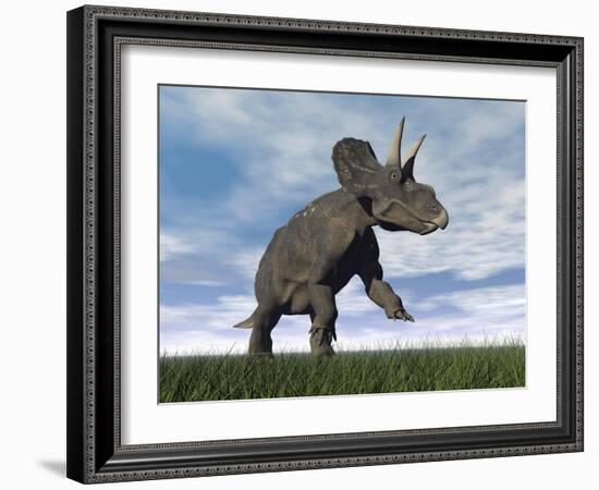 Nedoceratops Dinosaur Grazing in Grassy Field-null-Framed Art Print