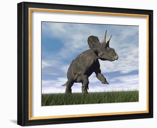 Nedoceratops Dinosaur Grazing in Grassy Field-null-Framed Art Print