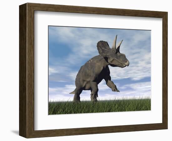 Nedoceratops Dinosaur Grazing in Grassy Field-null-Framed Premium Giclee Print