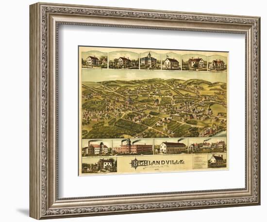 Needham Heights, Massachusetts - Panoramic Map-Lantern Press-Framed Art Print