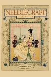 Victorian Girl Does Needlepoint Portrait-Needlecraft Magazine-Art Print