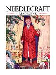 Victorian Girl Does Needlepoint Portrait-Needlecraft Magazine-Framed Art Print