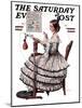 "Needlepoint" Saturday Evening Post Cover, March 1,1924-Norman Rockwell-Mounted Giclee Print