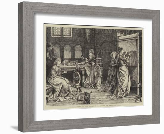 Needlework in the Olden Time, Ladies at Tapestry Work-Matthew White Ridley-Framed Giclee Print