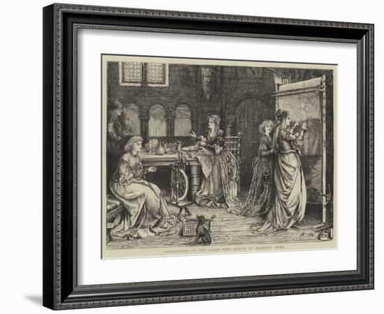 Needlework in the Olden Time, Ladies at Tapestry Work-Matthew White Ridley-Framed Giclee Print