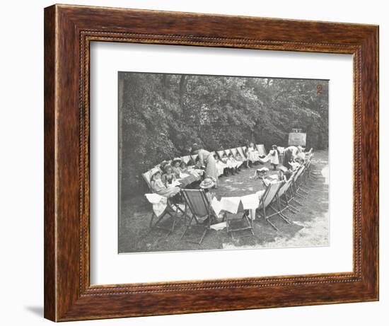 Needlework Lesson, Montpelier House Open Air School, London, 1908-null-Framed Photographic Print