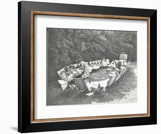 Needlework Lesson, Montpelier House Open Air School, London, 1908-null-Framed Photographic Print