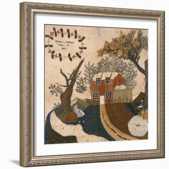 Needlework Picture, Pennsylvania, 1827-Kate Barlow-Framed Giclee Print