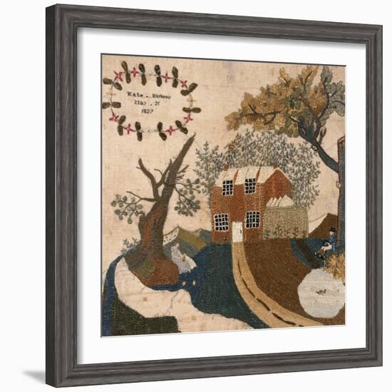 Needlework Picture, Pennsylvania, 1827-Kate Barlow-Framed Giclee Print