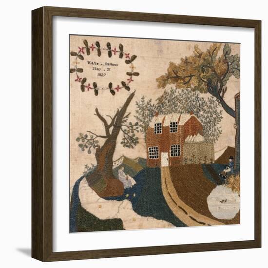 Needlework Picture, Pennsylvania, 1827-Kate Barlow-Framed Giclee Print