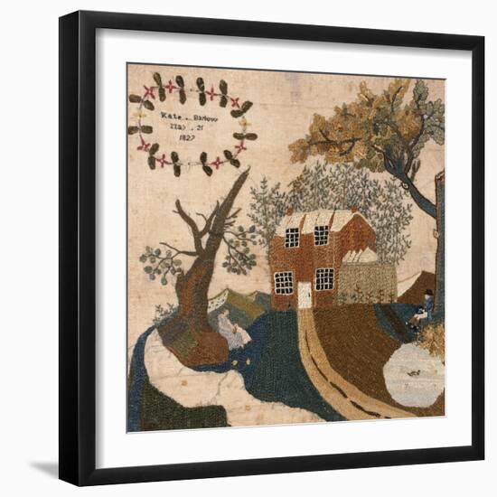 Needlework Picture, Pennsylvania, 1827-Kate Barlow-Framed Giclee Print