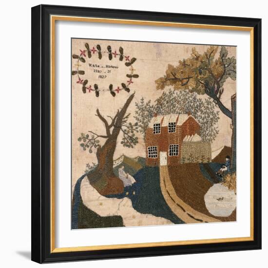 Needlework Picture, Pennsylvania, 1827-Kate Barlow-Framed Giclee Print