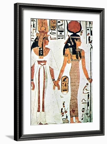 Nefertari and Isis, Ancient Egyptian Wall Painting from a Theban Tomb, 13th Century Bc-null-Framed Giclee Print