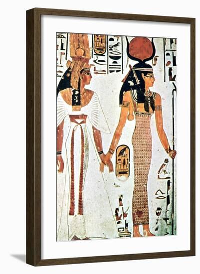 Nefertari and Isis, Ancient Egyptian Wall Painting from a Theban Tomb, 13th Century Bc-null-Framed Giclee Print