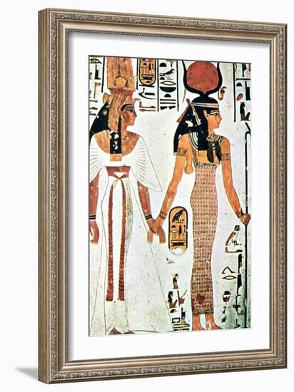 Nefertari and Isis, Ancient Egyptian Wall Painting from a Theban Tomb, 13th Century Bc-null-Framed Giclee Print