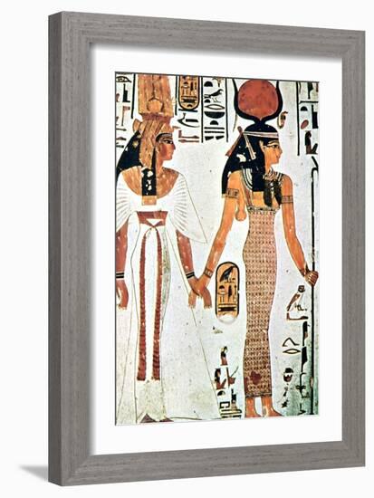 Nefertari and Isis, Ancient Egyptian Wall Painting from a Theban Tomb, 13th Century Bc-null-Framed Giclee Print