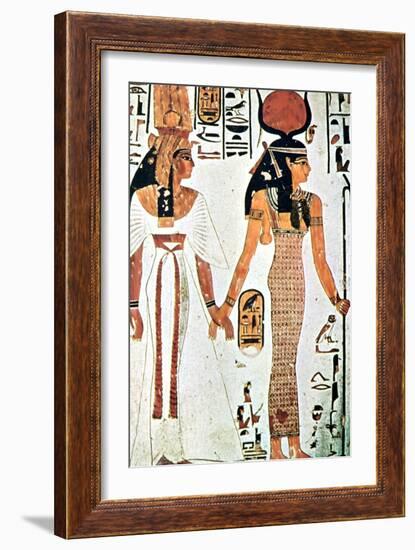 Nefertari and Isis, Ancient Egyptian Wall Painting from a Theban Tomb, 13th Century Bc-null-Framed Giclee Print