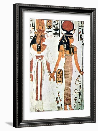 Nefertari and Isis, Ancient Egyptian Wall Painting from a Theban Tomb, 13th Century Bc-null-Framed Giclee Print