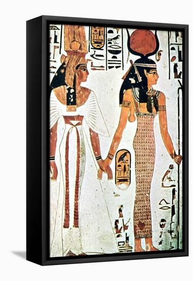 Nefertari and Isis, Ancient Egyptian Wall Painting from a Theban Tomb, 13th Century Bc-null-Framed Premier Image Canvas