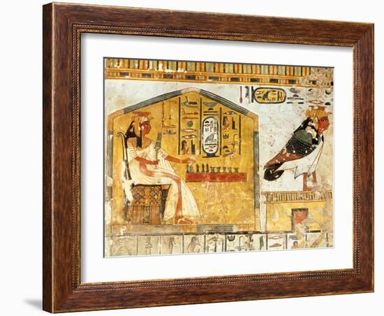 Nefertari Playing Senet, Detail of a Wall Painting from the Tomb of Queen Nefertari, New Kingdom-null-Framed Giclee Print