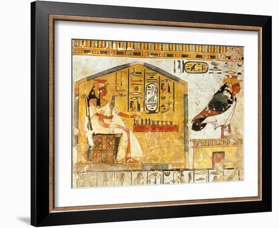 Nefertari Playing Senet, Detail of a Wall Painting from the Tomb of Queen Nefertari, New Kingdom-null-Framed Giclee Print