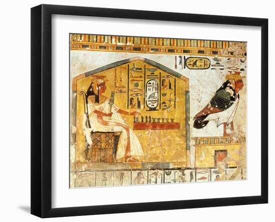 Nefertari Playing Senet, Detail of a Wall Painting from the Tomb of Queen Nefertari, New Kingdom-null-Framed Giclee Print