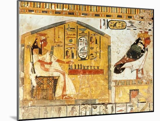 Nefertari Playing Senet, Detail of a Wall Painting from the Tomb of Queen Nefertari, New Kingdom-null-Mounted Giclee Print